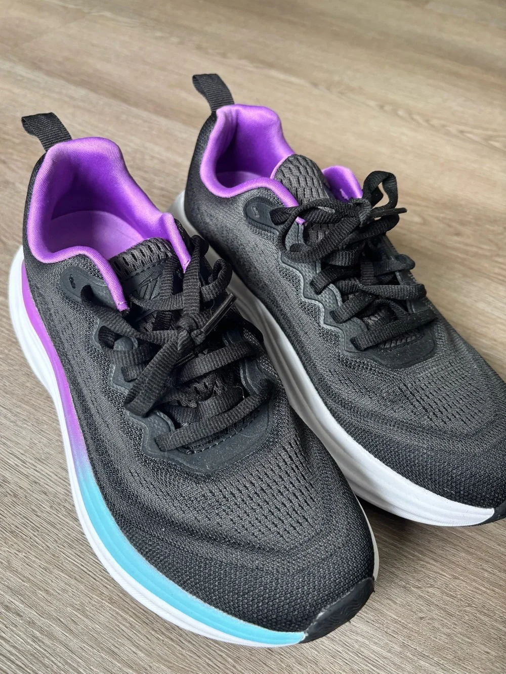 Avia Women's Black Athletic Sneakers with Purple Lining and Blue Accent
